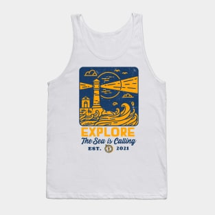 The Sea is calling The Beach the Ocean explore vintage distressed look Tank Top